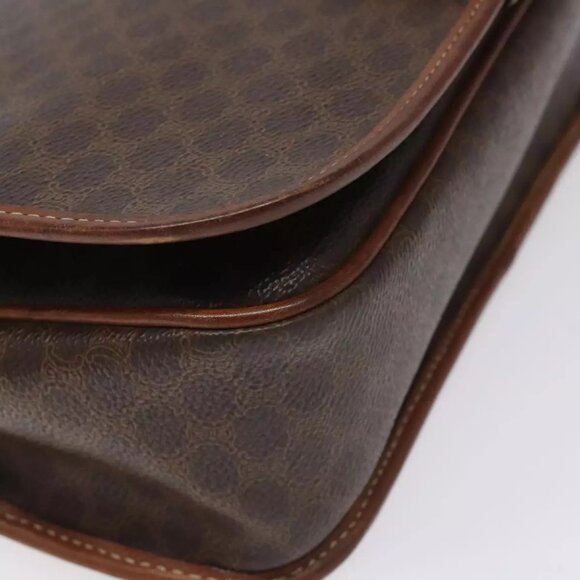 CELINE Macadam Canvas Shoulder Bag PVC Leather Brown Gold Auth KD057 - Picture 4 of 16